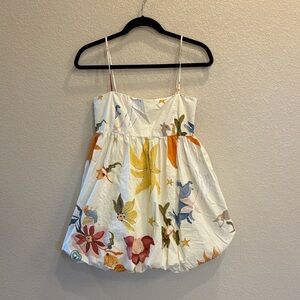Zara Bubble Floral Mini Dress - White with Multicolor Print